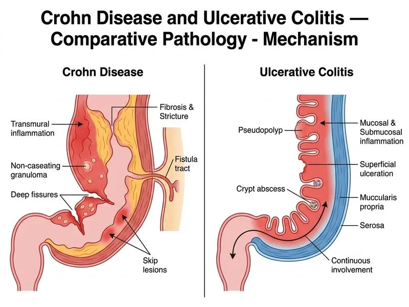 Crohn Disease and Ulcerative Colitis — Comparative Pathology diagram