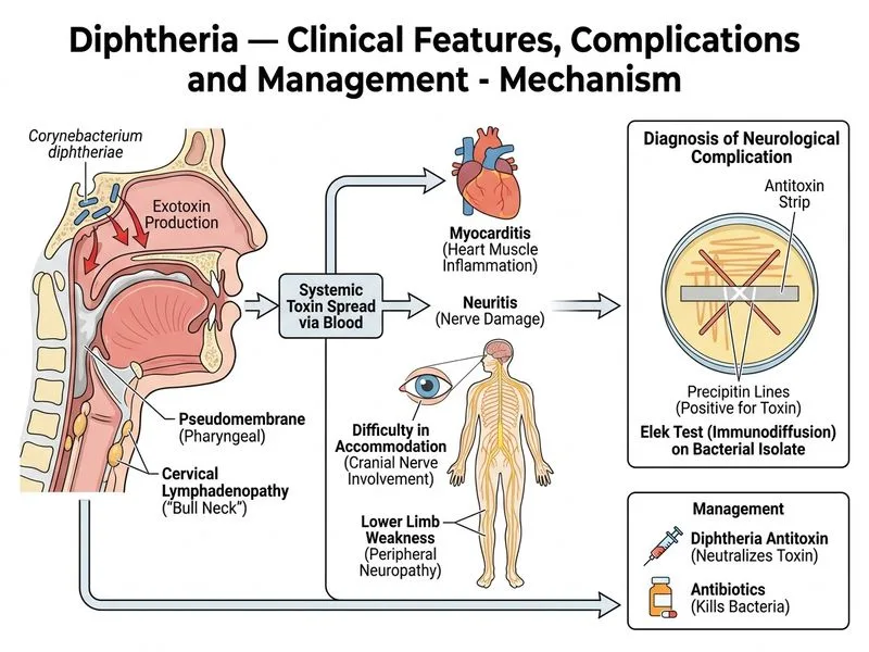 Diphtheria — Clinical Features, Complications and Management diagram