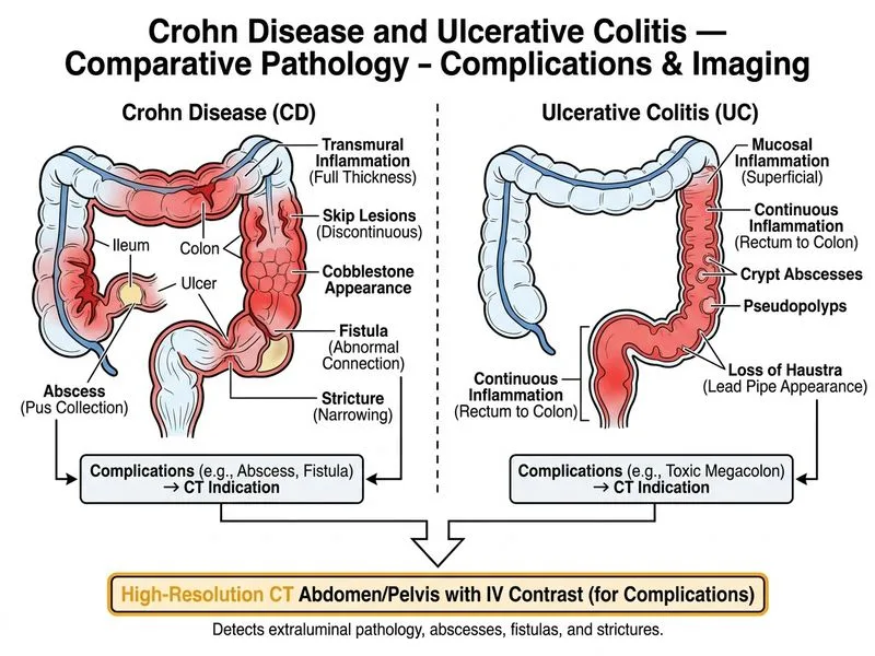 Crohn Disease and Ulcerative Colitis — Comparative Pathology diagram