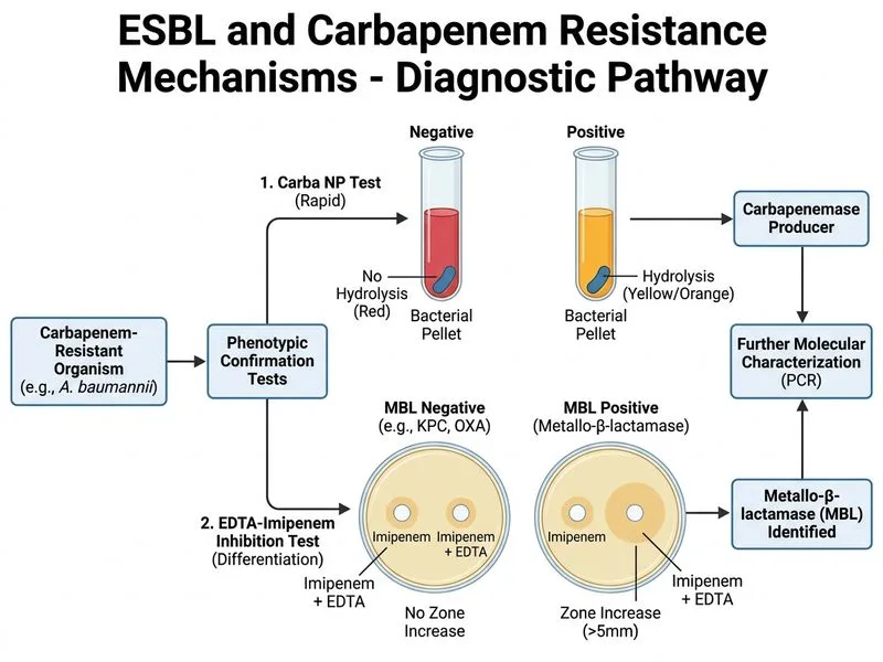 ESBL and Carbapenem Resistance Mechanisms diagram