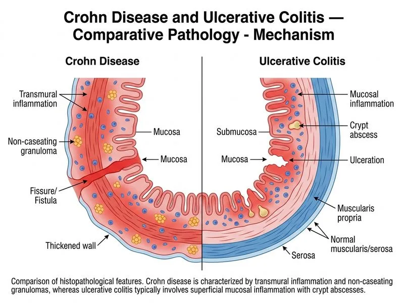 Crohn Disease and Ulcerative Colitis — Comparative Pathology diagram