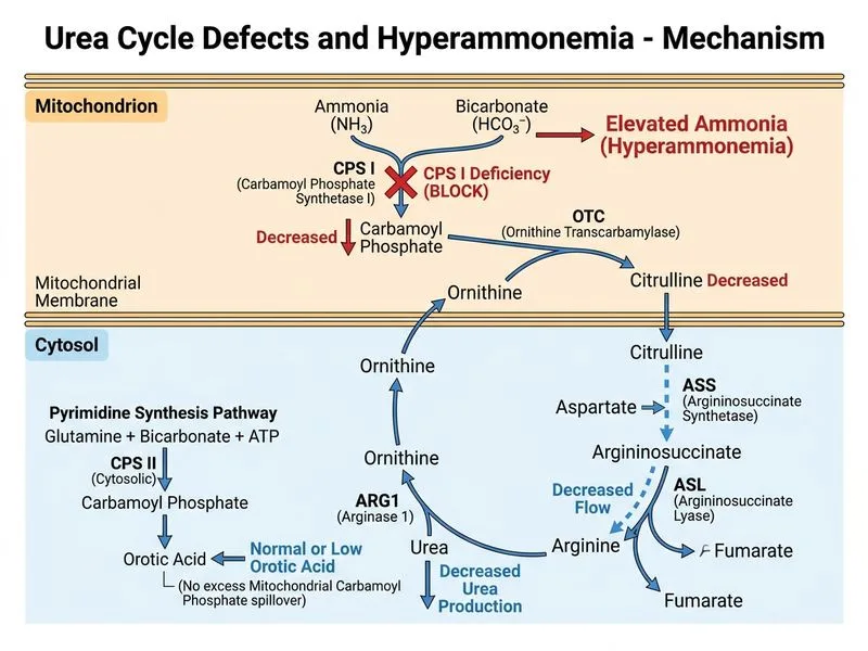 Urea Cycle Defects and Hyperammonemia diagram