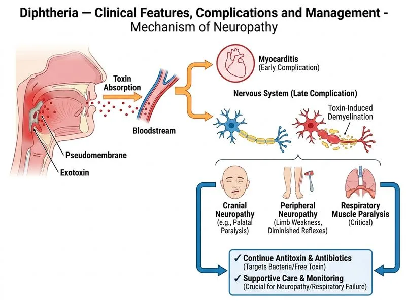 Diphtheria — Clinical Features, Complications and Management diagram