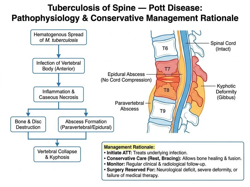 Tuberculosis of Spine — Pott Disease diagram