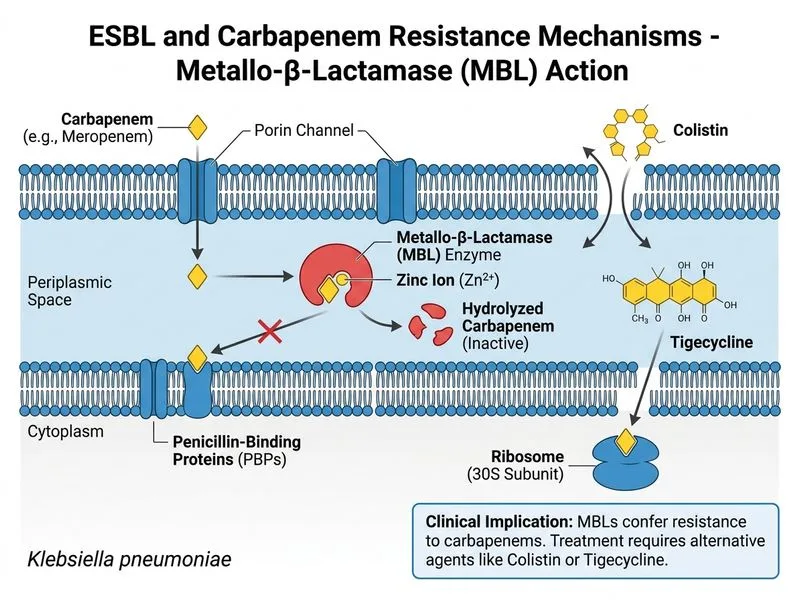 ESBL and Carbapenem Resistance Mechanisms diagram