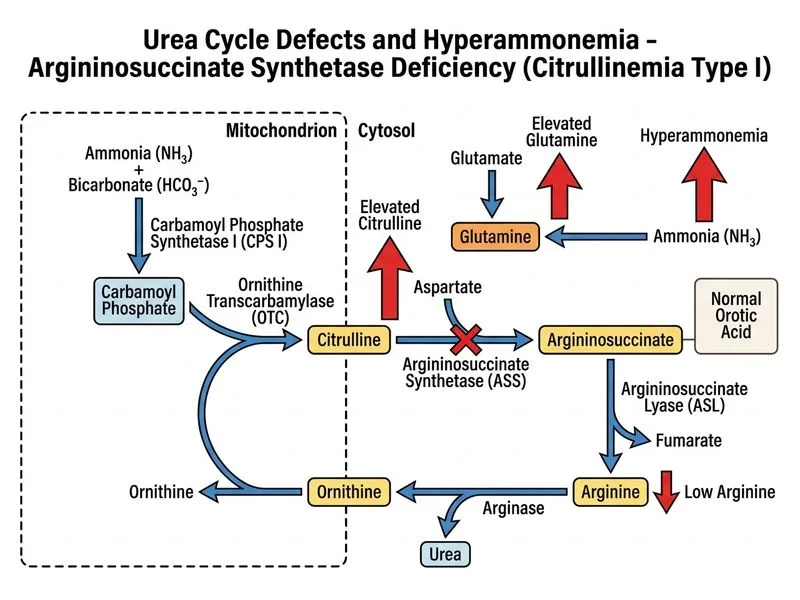 Urea Cycle Defects and Hyperammonemia diagram