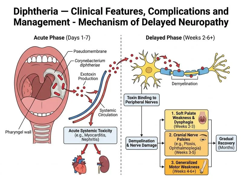 Diphtheria — Clinical Features, Complications and Management diagram