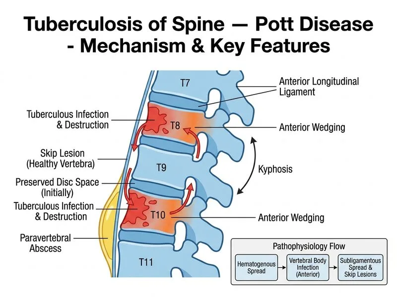 Tuberculosis of Spine — Pott Disease diagram