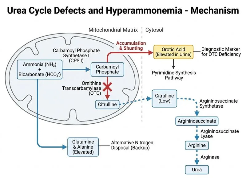 Urea Cycle Defects and Hyperammonemia diagram