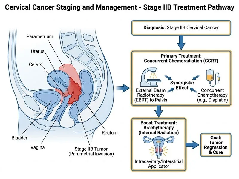 Cervical Cancer Staging and Management diagram