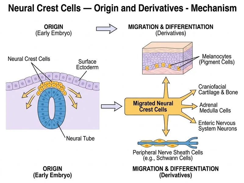 Neural Crest Cells — Origin and Derivatives diagram