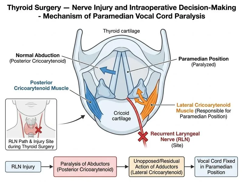 Thyroid Surgery — Nerve Injury and Intraoperative Decision-Making diagram