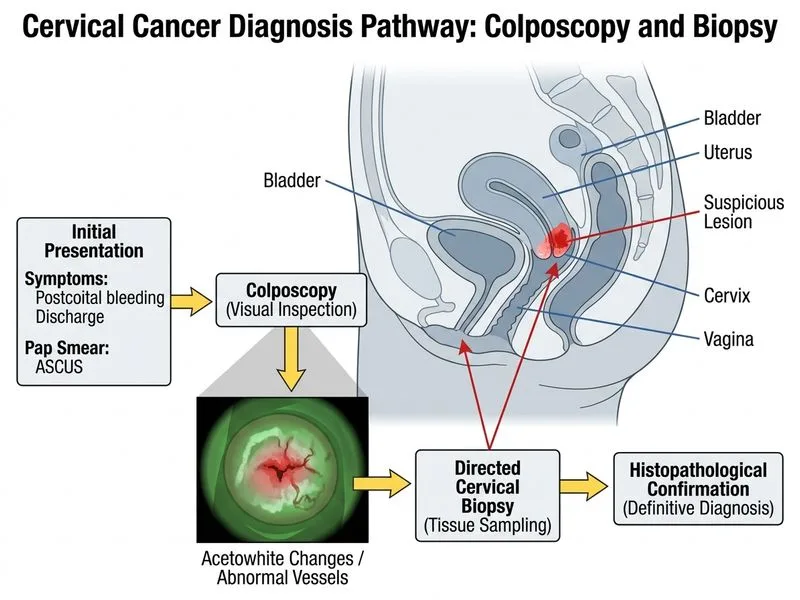 Cervical Cancer Staging and Management diagram