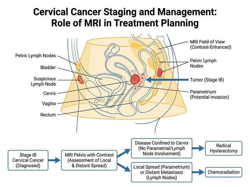 Cervical Cancer Staging and Management diagram