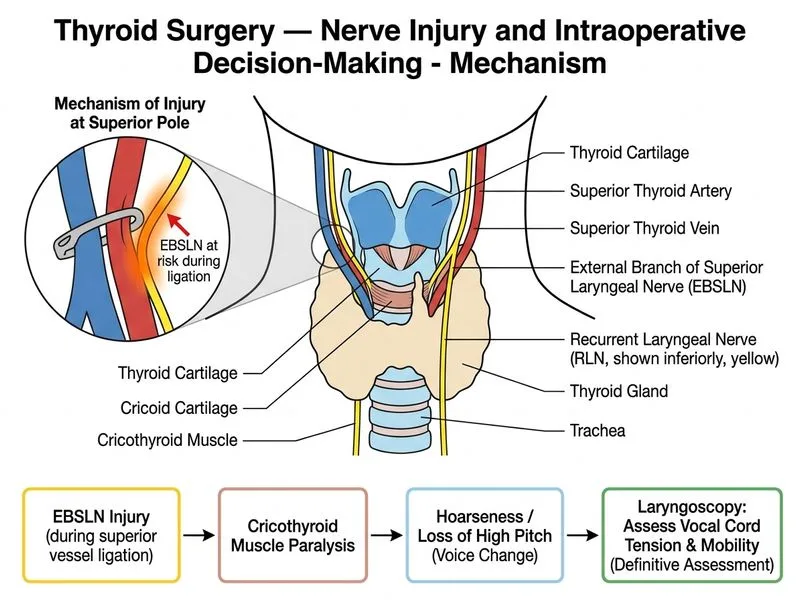 Thyroid Surgery — Nerve Injury and Intraoperative Decision-Making diagram