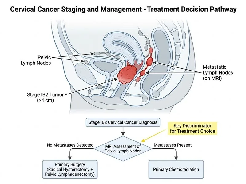 Cervical Cancer Staging and Management diagram