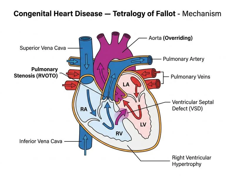 Congenital Heart Disease — Tetralogy of Fallot diagram