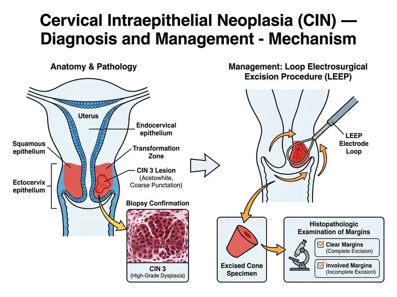 Cervical Intraepithelial Neoplasia (CIN) — Diagnosis and Management diagram