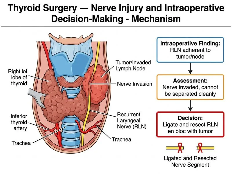 Thyroid Surgery — Nerve Injury and Intraoperative Decision-Making diagram