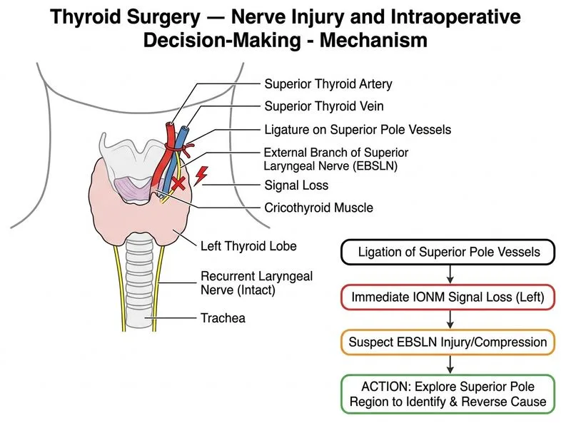 Thyroid Surgery — Nerve Injury and Intraoperative Decision-Making diagram