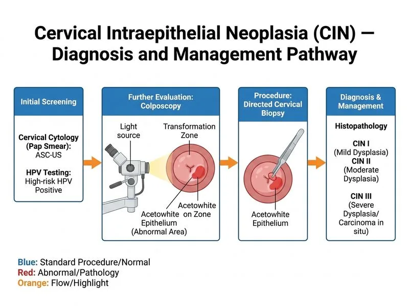 Cervical Intraepithelial Neoplasia (CIN) — Diagnosis and Management diagram