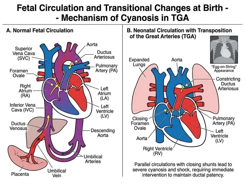 Fetal Circulation and Transitional Changes at Birth diagram
