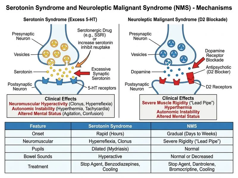 Serotonin Syndrome and NMS diagram