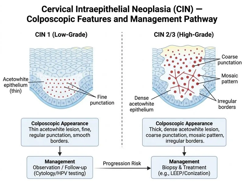 Cervical Intraepithelial Neoplasia (CIN) — Diagnosis and Management diagram