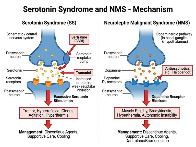 Serotonin Syndrome and NMS diagram