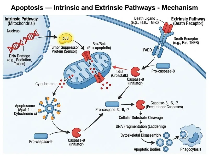 Apoptosis — Intrinsic and Extrinsic Pathways diagram