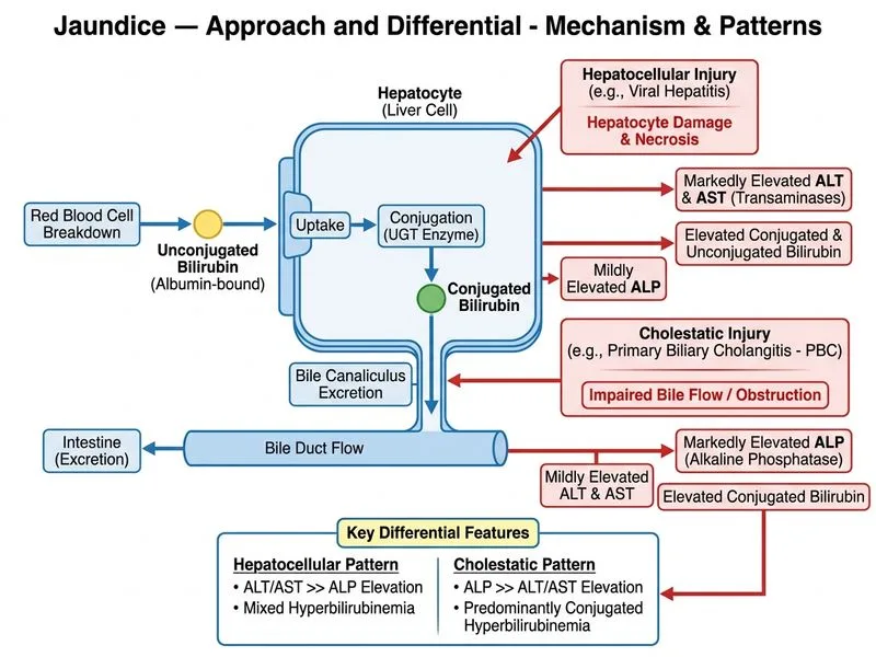 Jaundice — Approach and Differential diagram