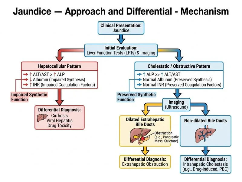 Jaundice — Approach and Differential diagram