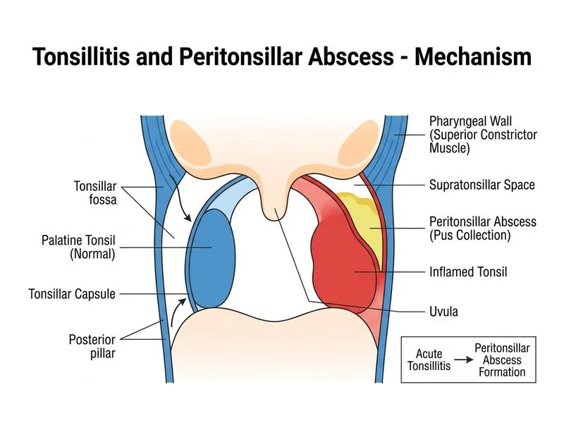 Tonsillitis and Peritonsillar Abscess diagram