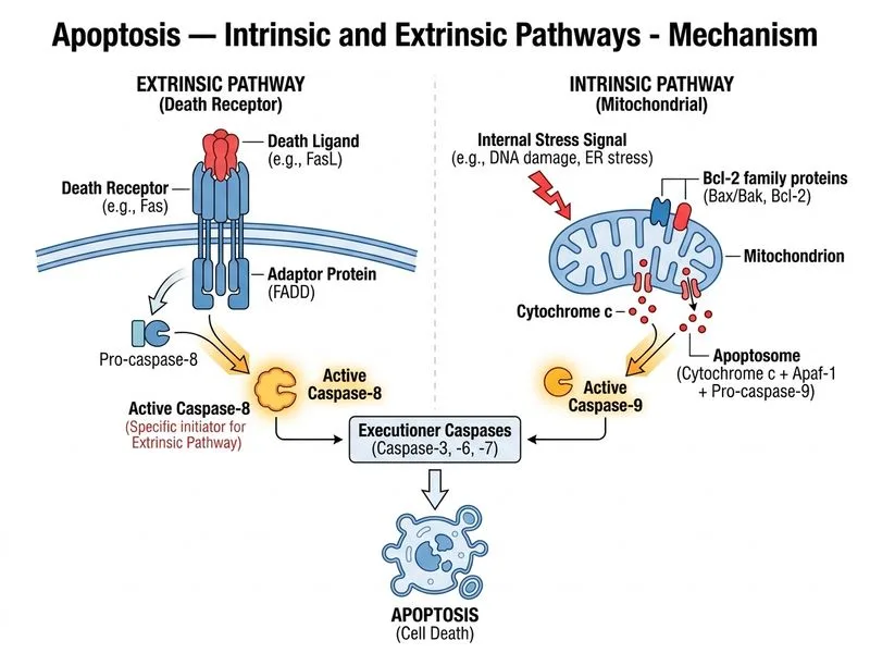 Apoptosis — Intrinsic and Extrinsic Pathways diagram