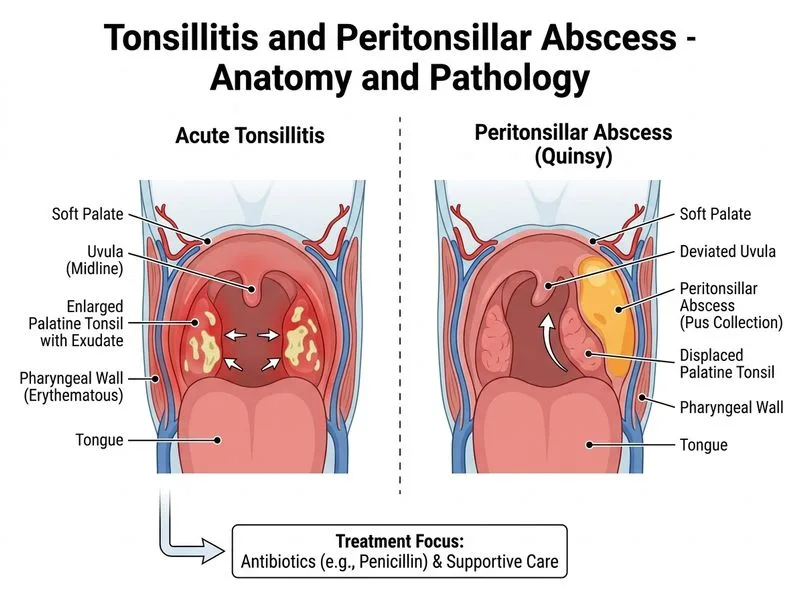 Tonsillitis and Peritonsillar Abscess diagram