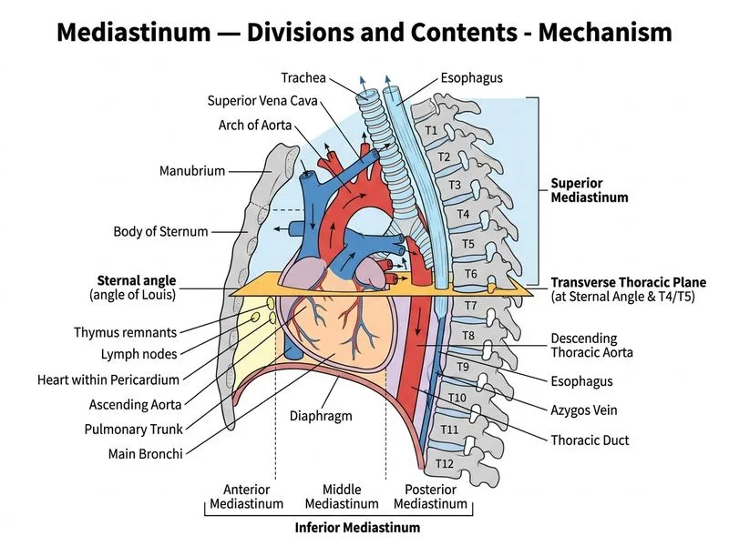 Mediastinum — Divisions and Contents diagram