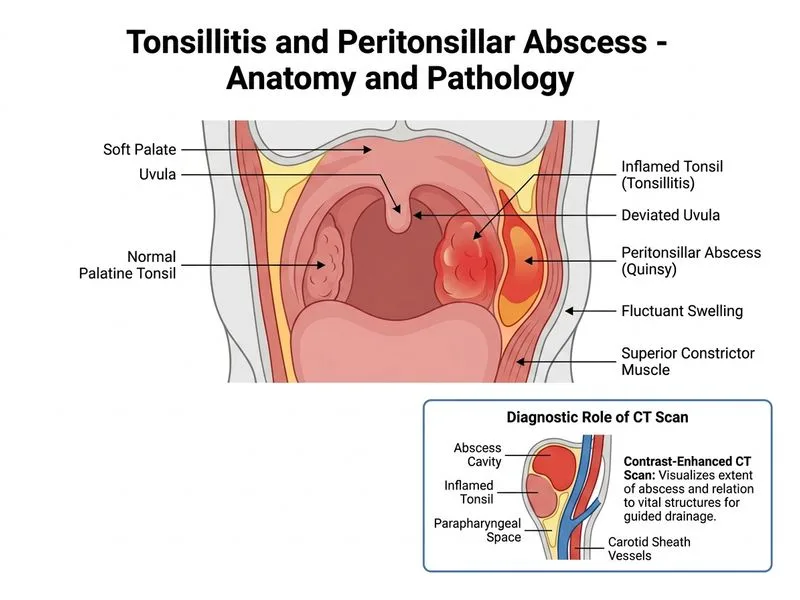 Tonsillitis and Peritonsillar Abscess diagram