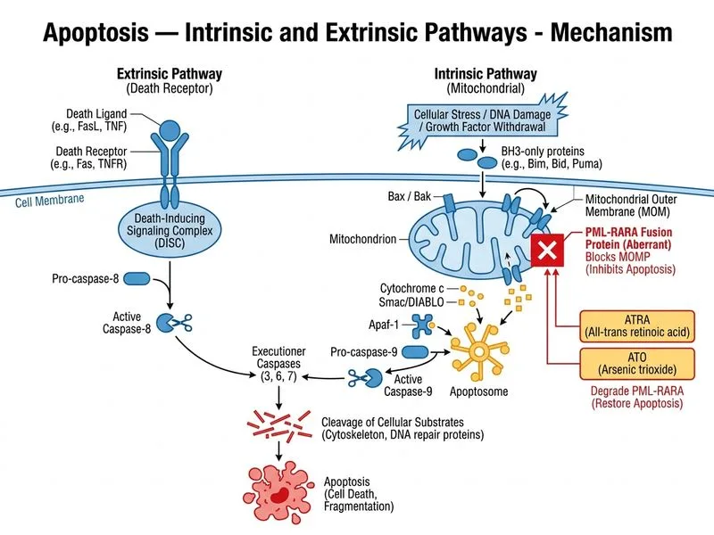 Apoptosis — Intrinsic and Extrinsic Pathways diagram
