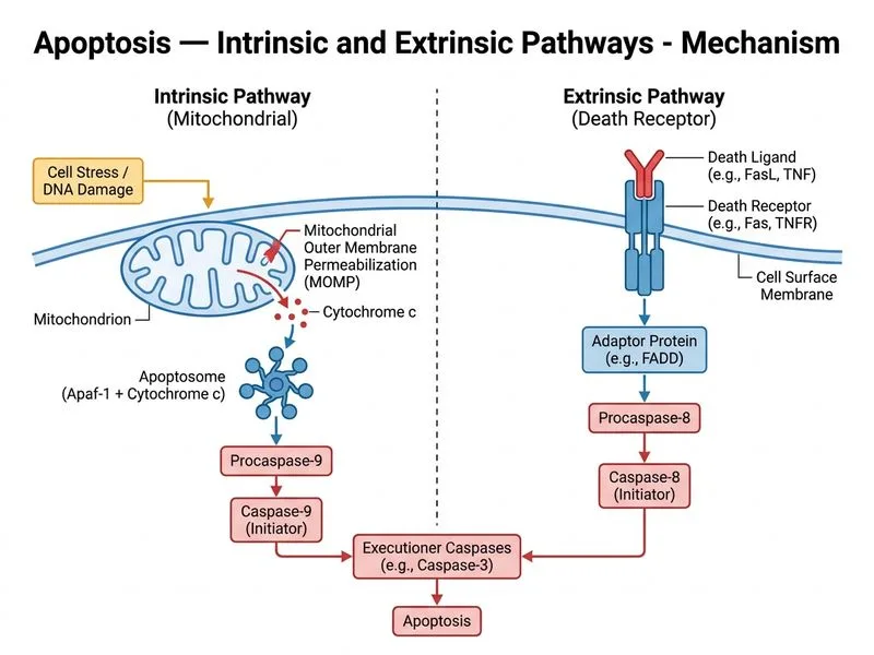 Apoptosis — Intrinsic and Extrinsic Pathways diagram