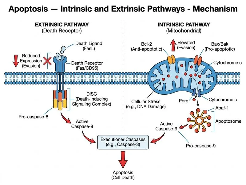 Apoptosis — Intrinsic and Extrinsic Pathways diagram