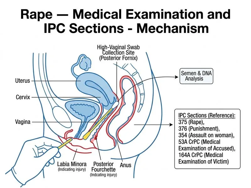 Rape — Medical Examination and IPC Sections diagram