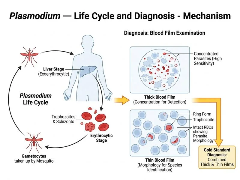 Plasmodium — Life Cycle and Diagnosis diagram