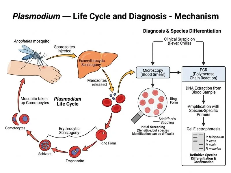 Plasmodium — Life Cycle and Diagnosis diagram
