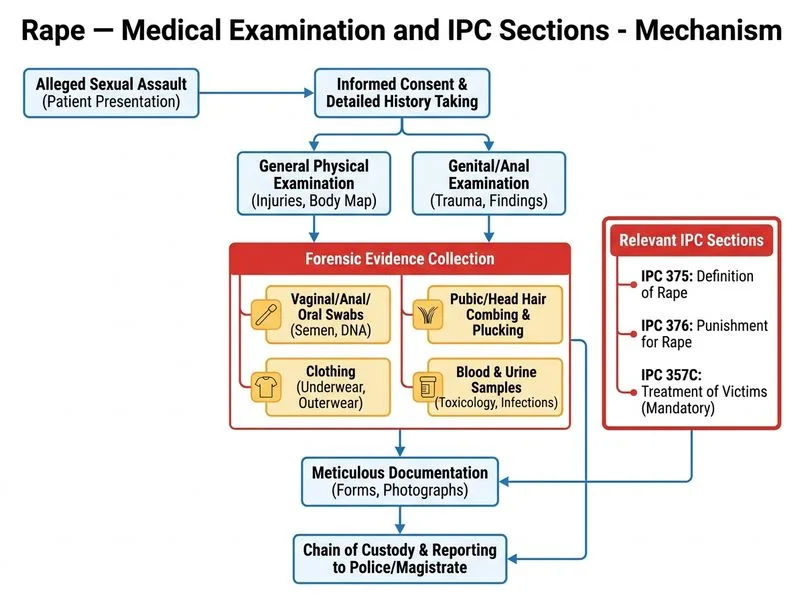 Rape — Medical Examination and IPC Sections diagram