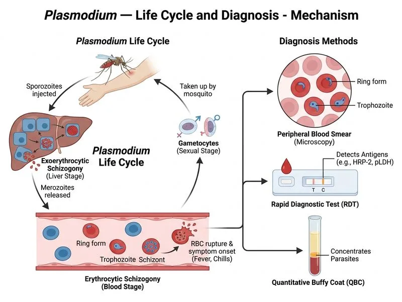 Plasmodium — Life Cycle and Diagnosis diagram