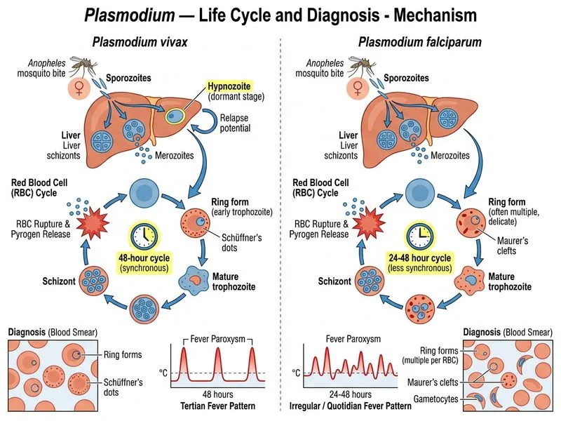 Plasmodium — Life Cycle and Diagnosis diagram