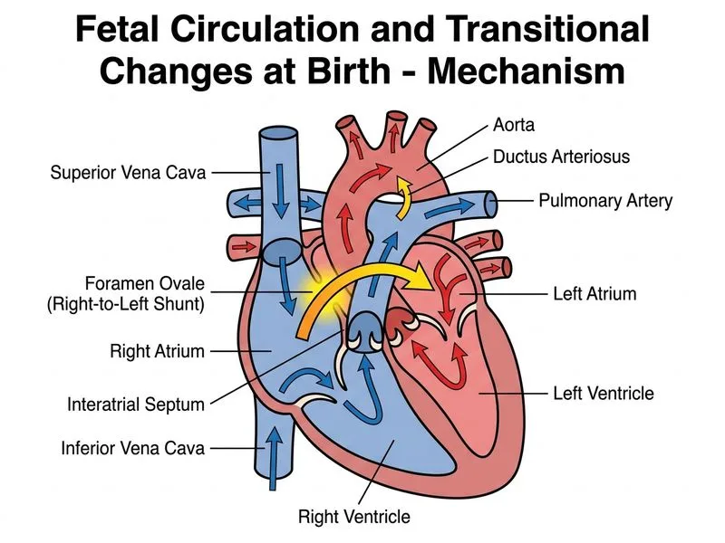 Fetal Circulation and Transitional Changes at Birth diagram