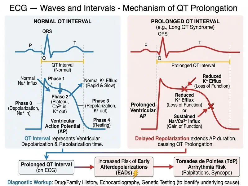 ECG — Waves and Intervals diagram