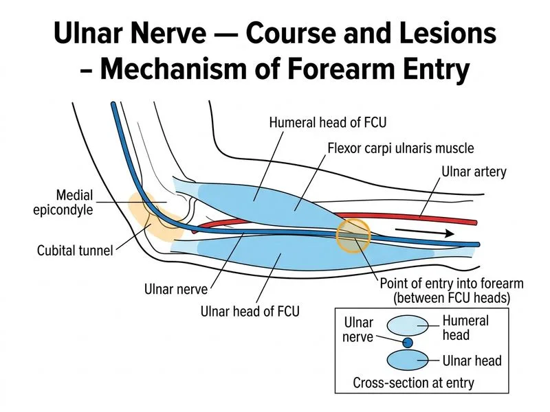 Ulnar Nerve — Course and Lesions diagram