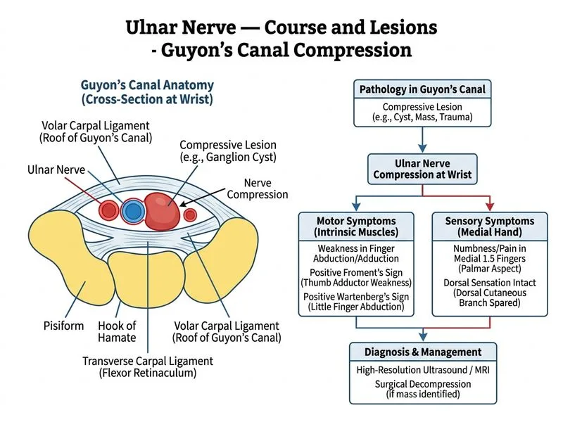 Ulnar Nerve — Course and Lesions diagram